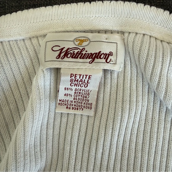 Worthington | Vintage women's small White Button-Up ribbed Cardigan - Picture 4 of 5